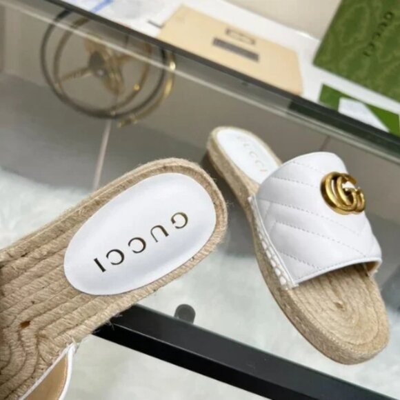 GUCCI GG MARMONT GREAT WHITE ESPADRILLE SANDAL WOMEN 39 (9 US) – RETAIL $590.00+ - Picture 6 of 7